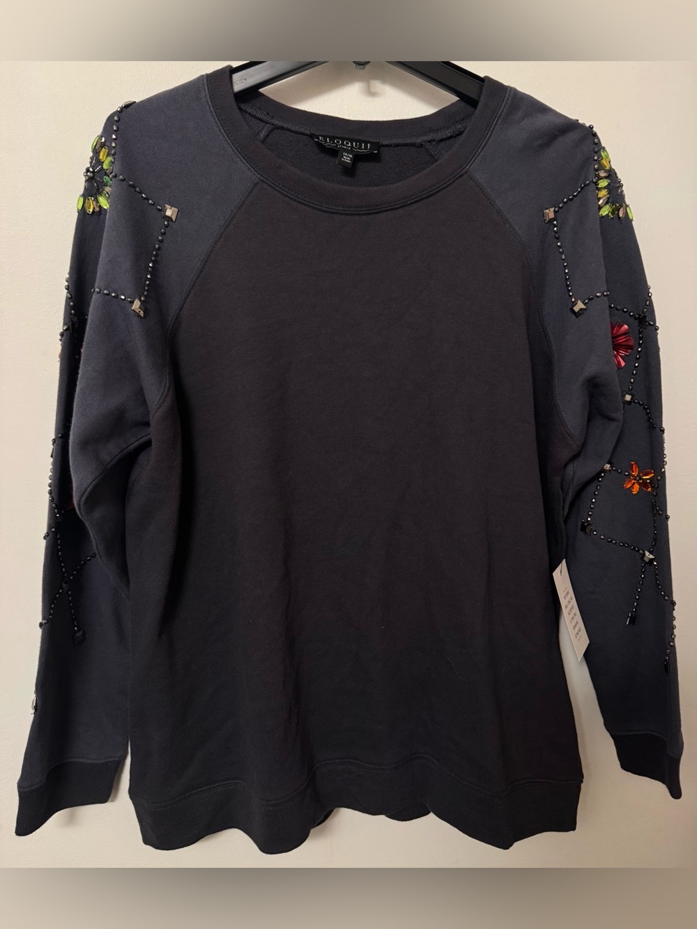 NWT Eloquii  Jeweled Sleeve Sweatshirt